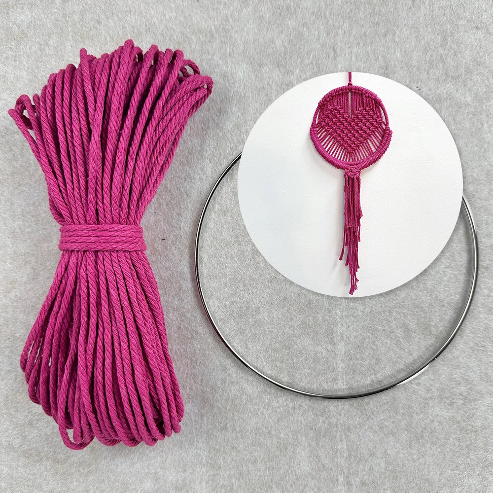Kit de macramé Corazón y Flores para Colgar en la Pared — Kit de Manualidades DIY para Principiantes | Poliéster