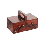 Wooden Expandable Sewing Box with Handle
