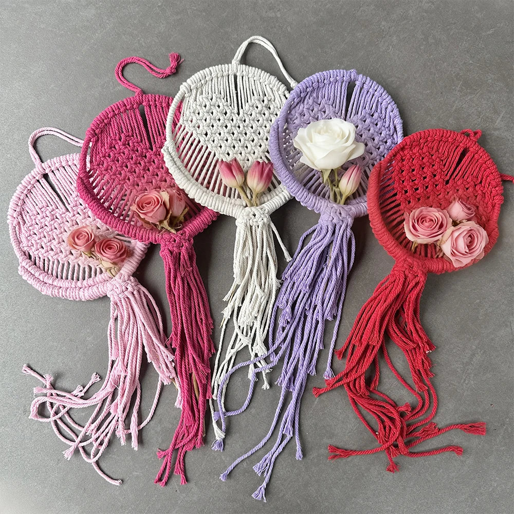 Kit de macramé Corazón y Flores para Colgar en la Pared — Kit de Manualidades DIY para Principiantes | Poliéster