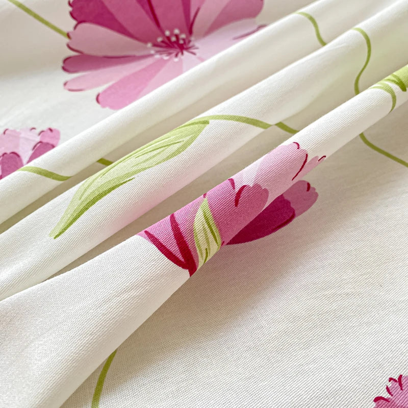 Floral Print Fitted Sheet - 500TC Polyester - 1pc or 3pc Set
