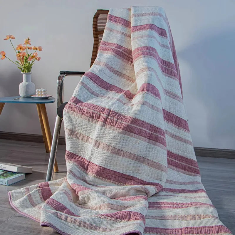 All-Season Waffle Weave Cotton Quilted Throw Blanket – Breathable & Sustainable | Custom Sizes