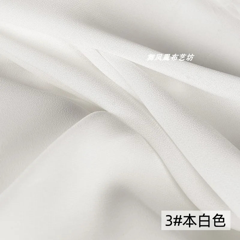 White Beaded Chiffon Fabric – Lightweight & Drapey | 146 cm Wide (57.5 in)