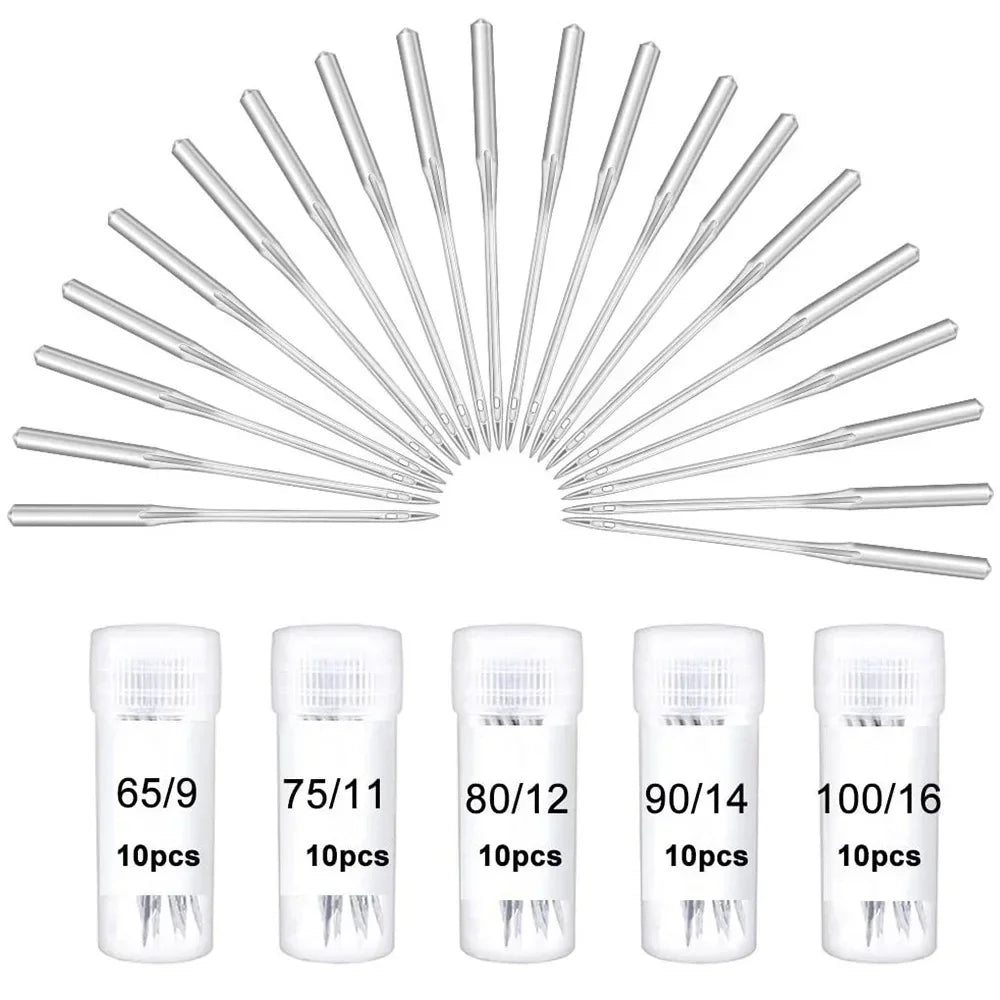 Household Sewing Machine Needles Kit – Sizes #9 #11 #12 #14 #16 #18 (10pc)