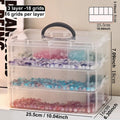 HOMEFISH 3-Layer Transparent Storage Box Stackable Storage Box Portable Craft Bead Plastic Box Jewelry Storage Box Storage Tray
