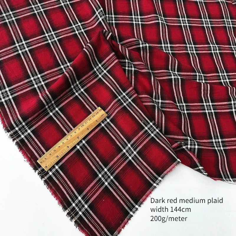 Brushed Plaid 100% Cotton Fabric – 145cm Wide, 250g/m for Shirts, Dresses, Coats & DIY
