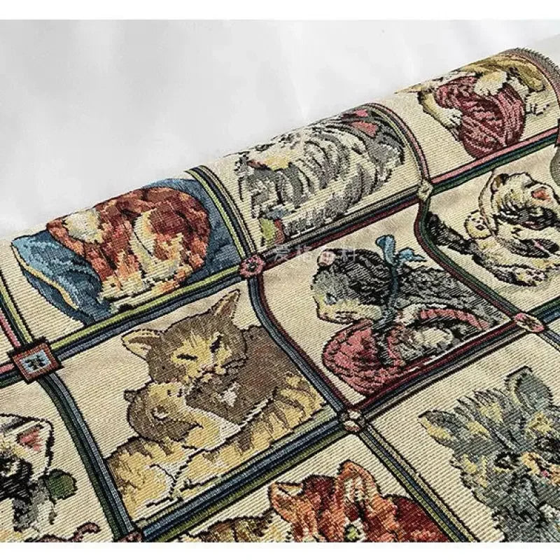 Tela de brocado con estampado de gato bonito – 150 cm de ancho, cortado a pedido (incrementos de 50 cm)