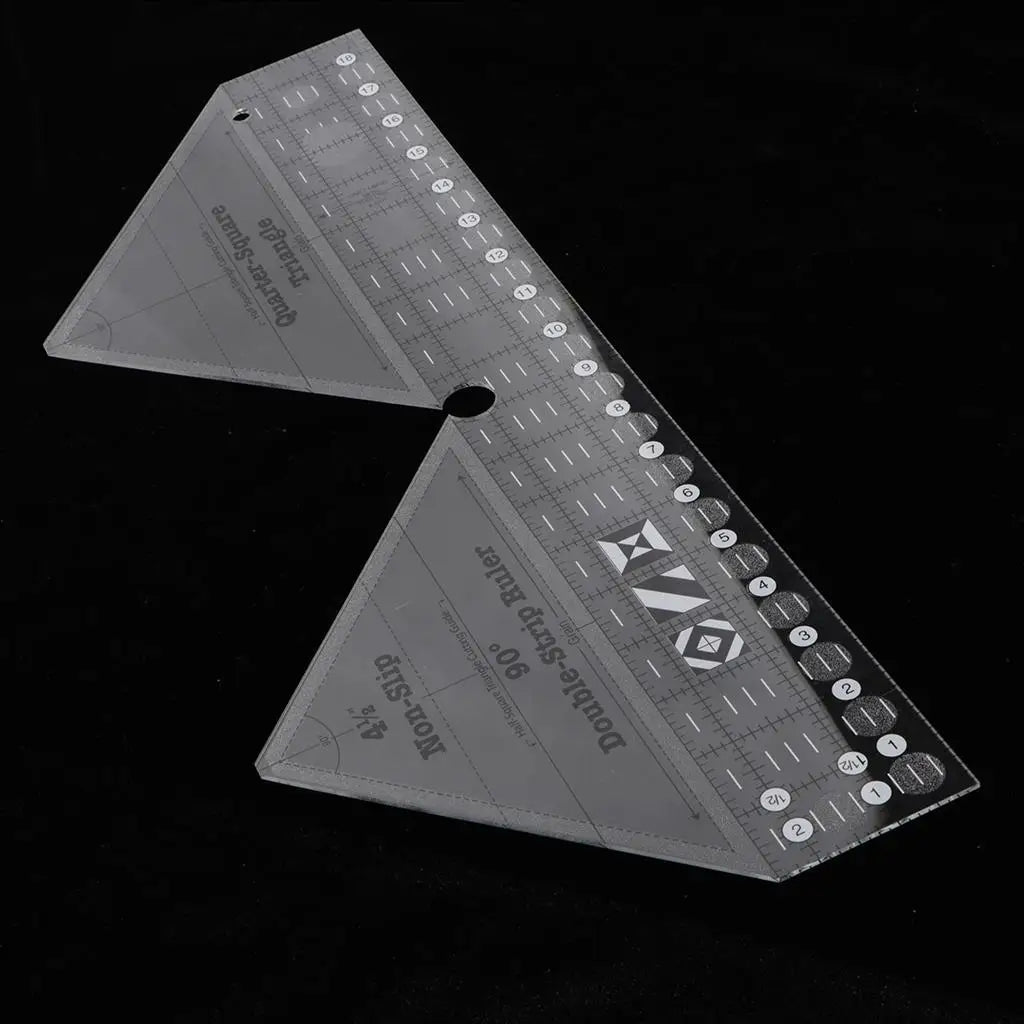 Multipurpose Clear Acrylic Quilting Ruler – Double Strip & Triangle Template, 18.5" x 7"