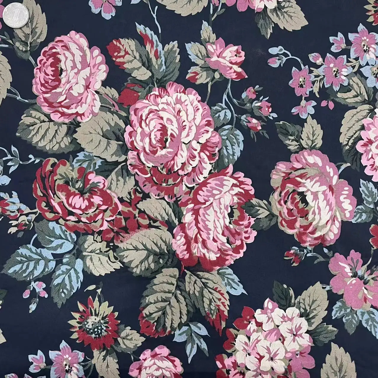 Rose Print Cotton Poplin Fabric – Vintage Floral Hawaiian Print | 145cm Wide, Sold by the Meter