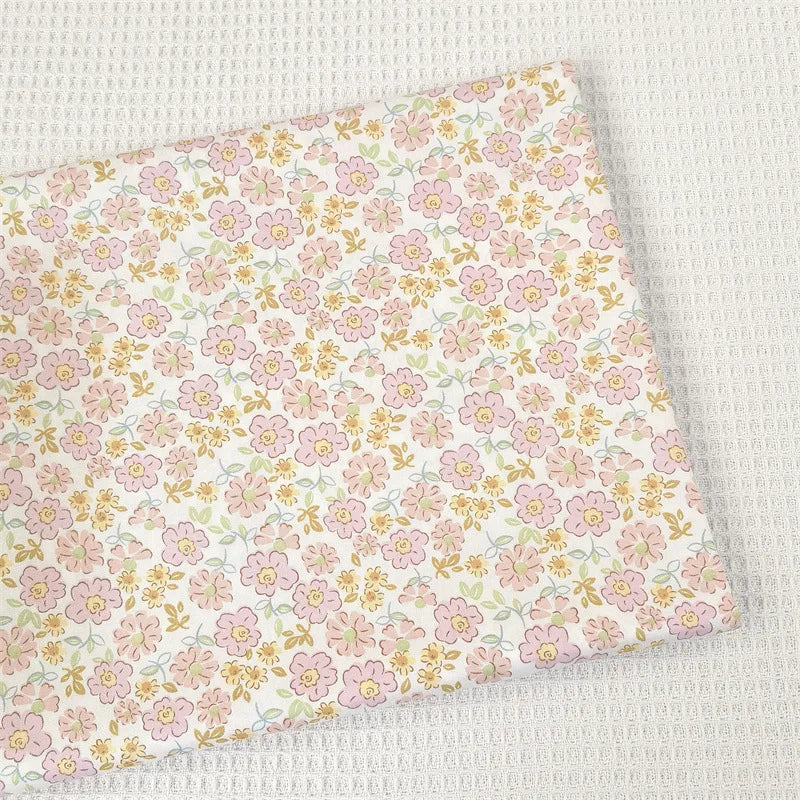 Pink & Purple Floral Cotton Twill Fabric – 140cm Wide, Printed Quilting & Sewing Cloth