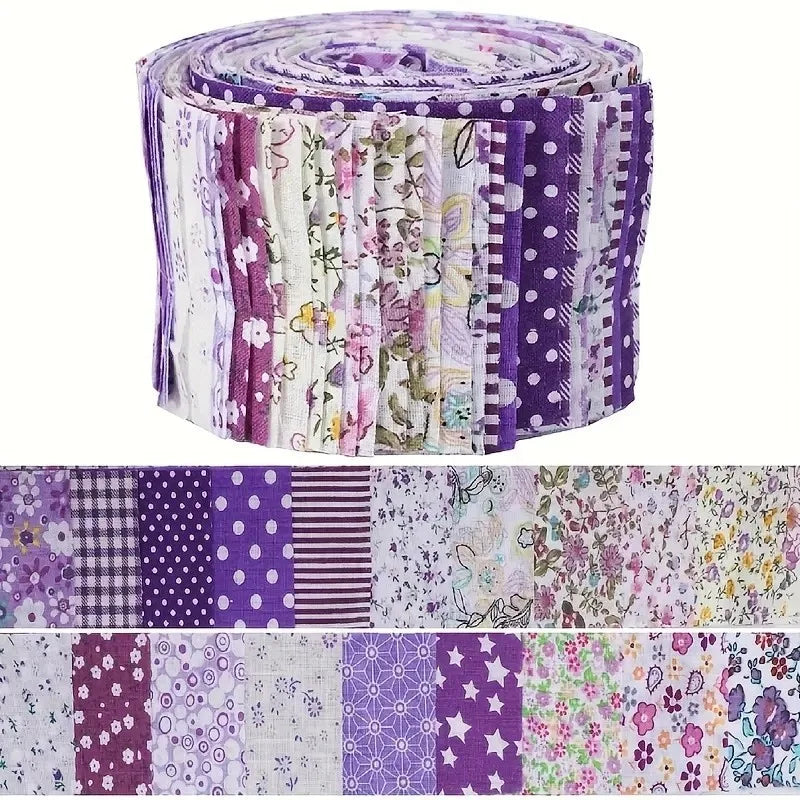Fabric - 40 Precut Strips (6.35 X 49.78 cm) for Quilting And Sewing, 20 Floral Prints Assortment, 100% Material,