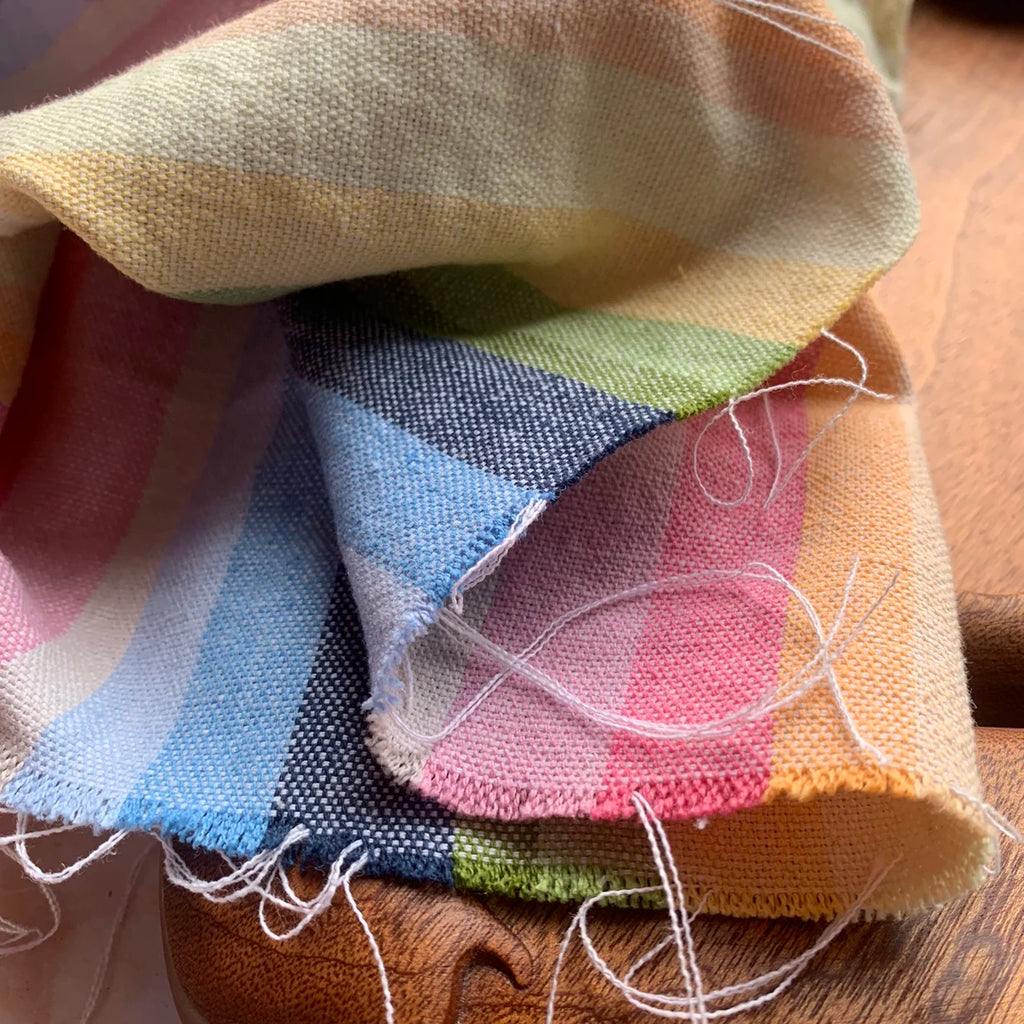 Colorful Woven Striped Linen-Cotton Fabric – 65% Linen 35% Cotton, 142cm Wide, Sold by 50cm – For Dresses, Pants & Designer Clothing