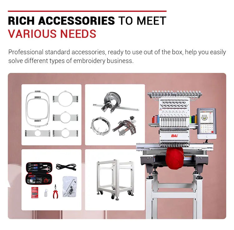 BAI Industrial 3D Bag Embroidery Machine – Single Head, 15 Colors, 1000 SPM