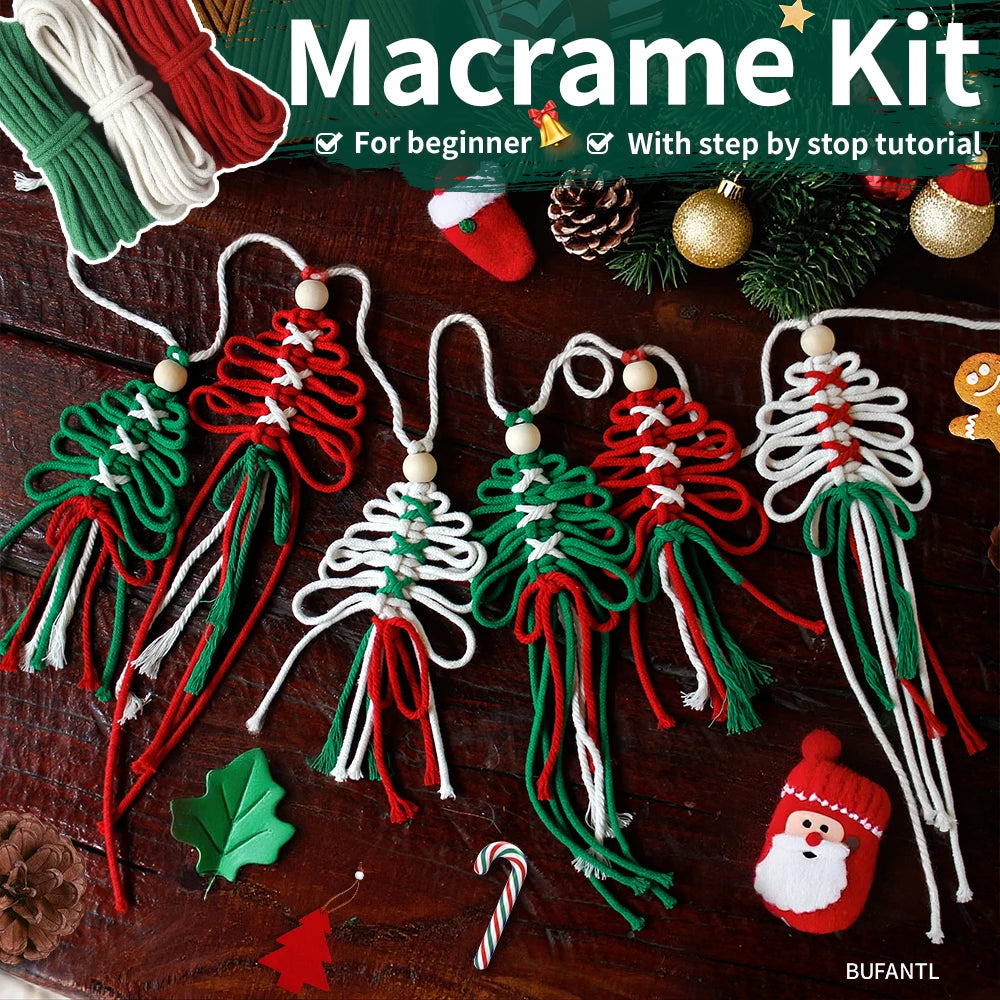 Christmas Macramé Flag Weaving Kit – DIY Holiday Decoration Set with Beginner Tutorial