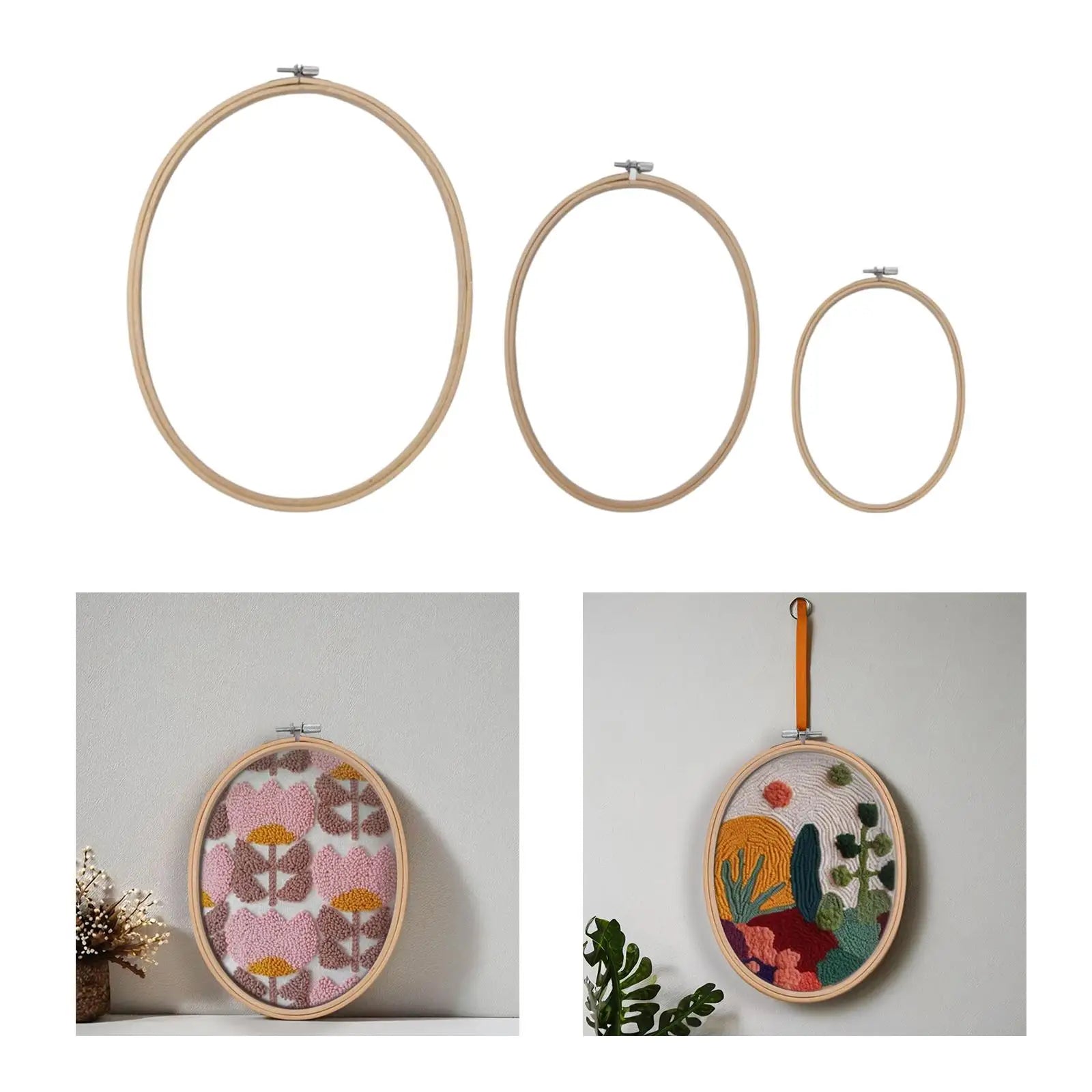 Oval Embroidery Hoops — Set of 3