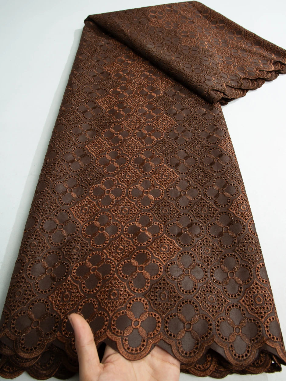 African Swiss Voile Cotton Lace Fabric – 5 Yards | Nigerian Embroidered Lace for Men’s & Women’s Clothing & DIY Sewing