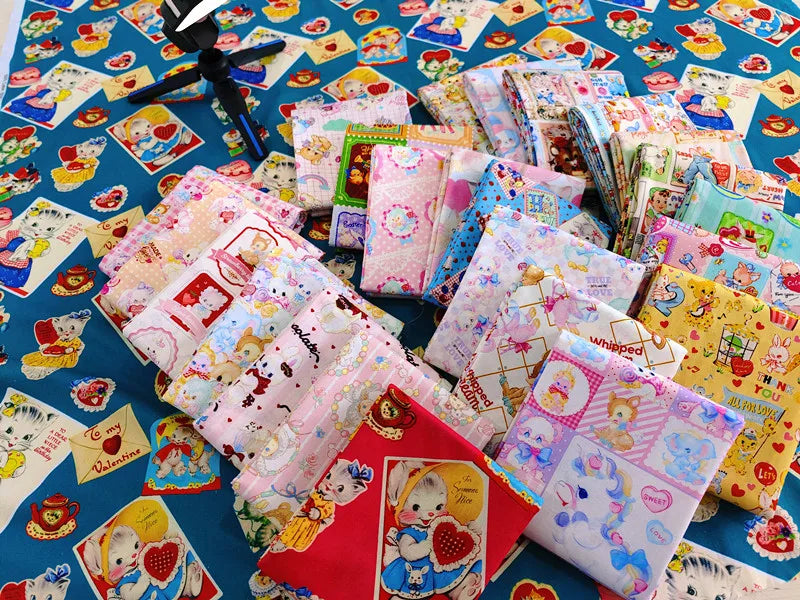 Kawaii Cat & Deer Print Organic Cotton Fabric – 110cm Wide | Kids Clothes, Quilting & DIY Sewing