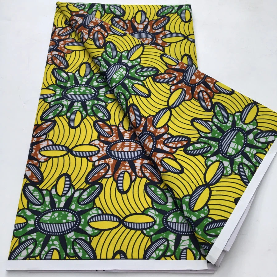 African Block Wax Print Fabric – 100% Polyester, Nigerian Batik Style – For Wedding Dresses, Clothing & Home Décor