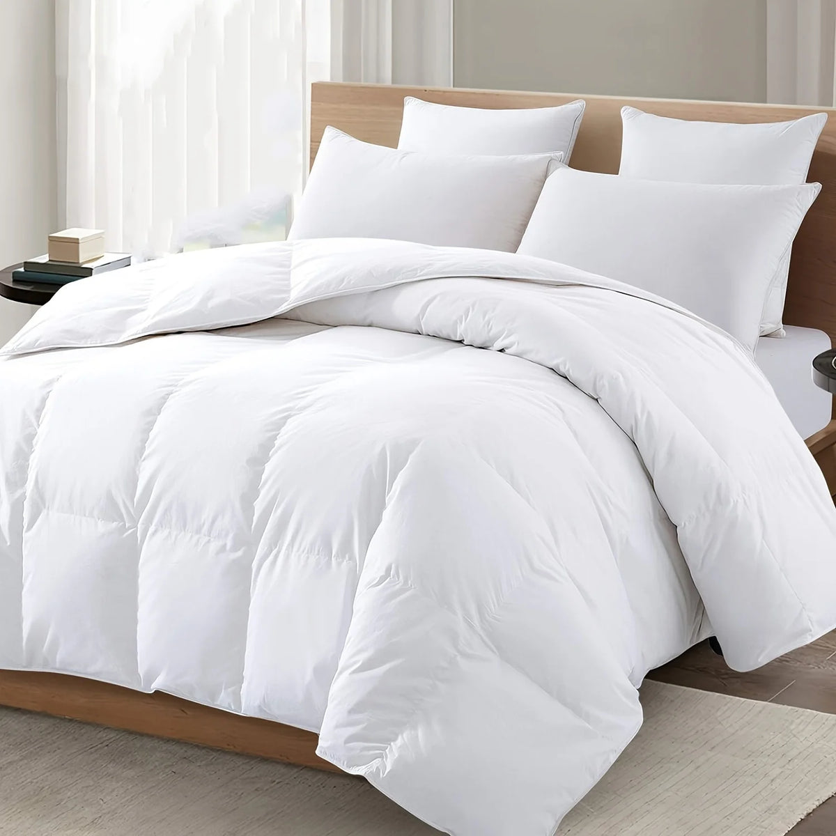 All-Season Cooling Comforter - White & Gray