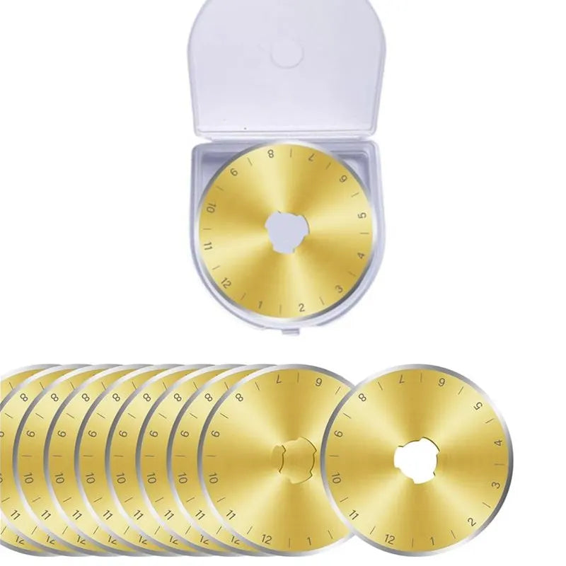45mm Titanium Rotary Cutter Blades – SK5 Steel, 10-Pack with Storage Case