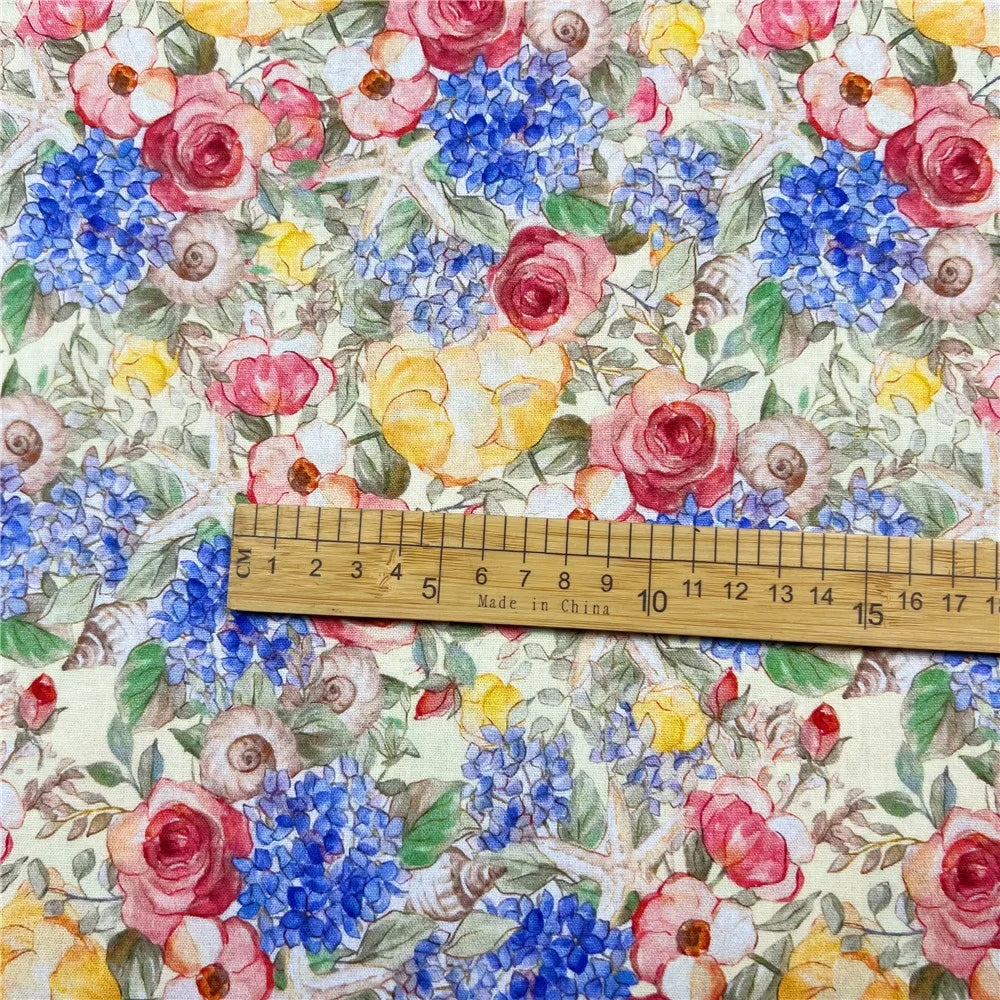 Oil Painting Watercolor Floral Print Fabric | 110cm Wide | Retro Cheongsam, Dress & DIY