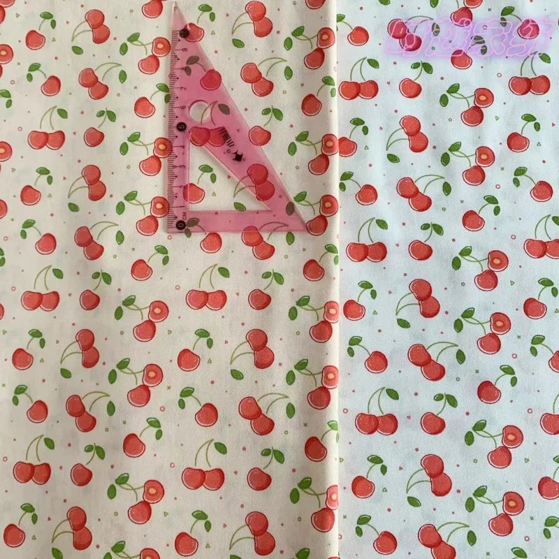 Cartoon Print Pure Cotton Twill Fabric – 50cm x 160cm (19.7" x 63") – Watermelon, Cherry & More