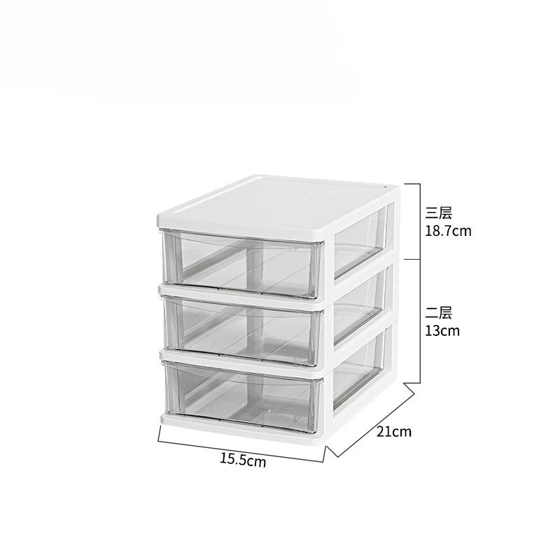 Japanese Style Desktop Storage Box-Transparent Drawer Organizer for Cosmetics,Stationery & Office Supplie,Student Desk Organizer