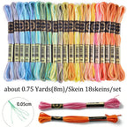 18 Colores Hilo de Bordar de Algodón – Kit de Hilos para Punto de Cruz | 8 Metros, 6 Cabos