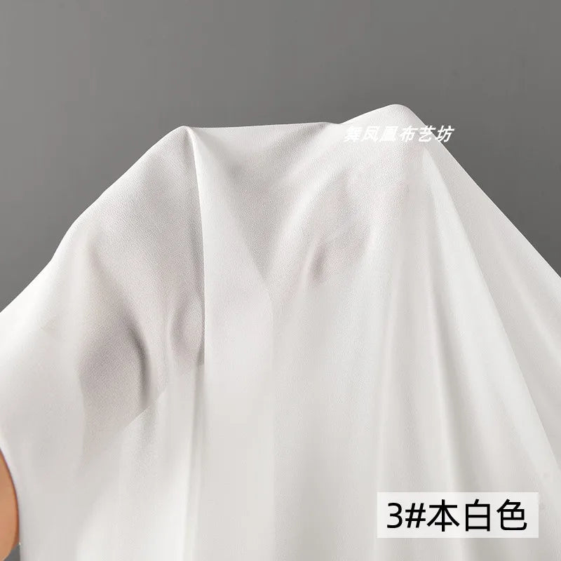 White Beaded Chiffon Fabric – Lightweight & Drapey | 146 cm Wide (57.5 in)