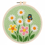 Kit DIY de aguja mágica para adultos principiantes con bastidor de bordado, patrón de flores, rosas, tulipanes, juego de manualidades de pintura con lana.