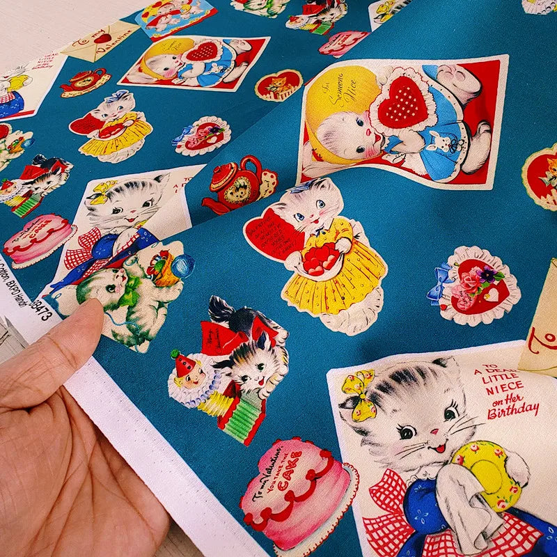 20S Cotton Cute Showa Kawaii Cat Deer Print Fabric DIY Quilting Needlework Material Sewing Dress Kids Clothes Fabrics
