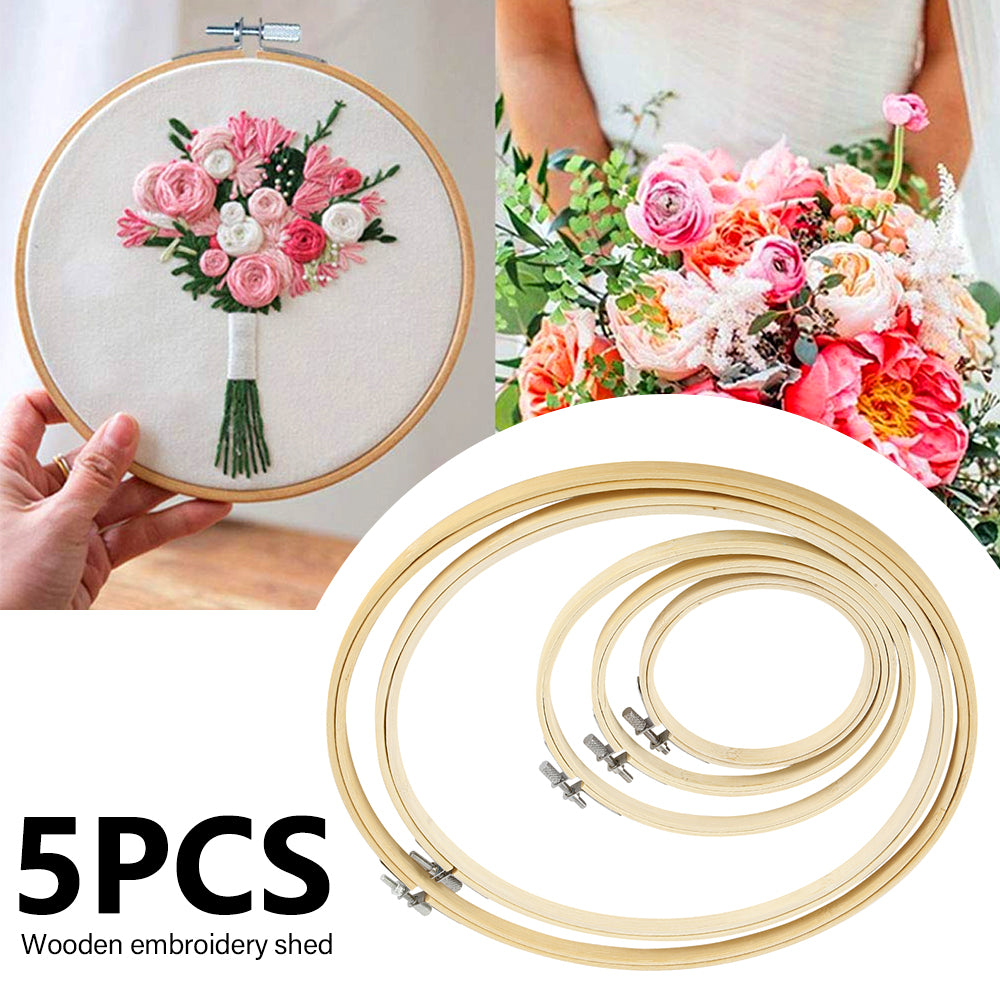 Wooden Embroidery Hoop Set — 5 Sizes (13–30cm)