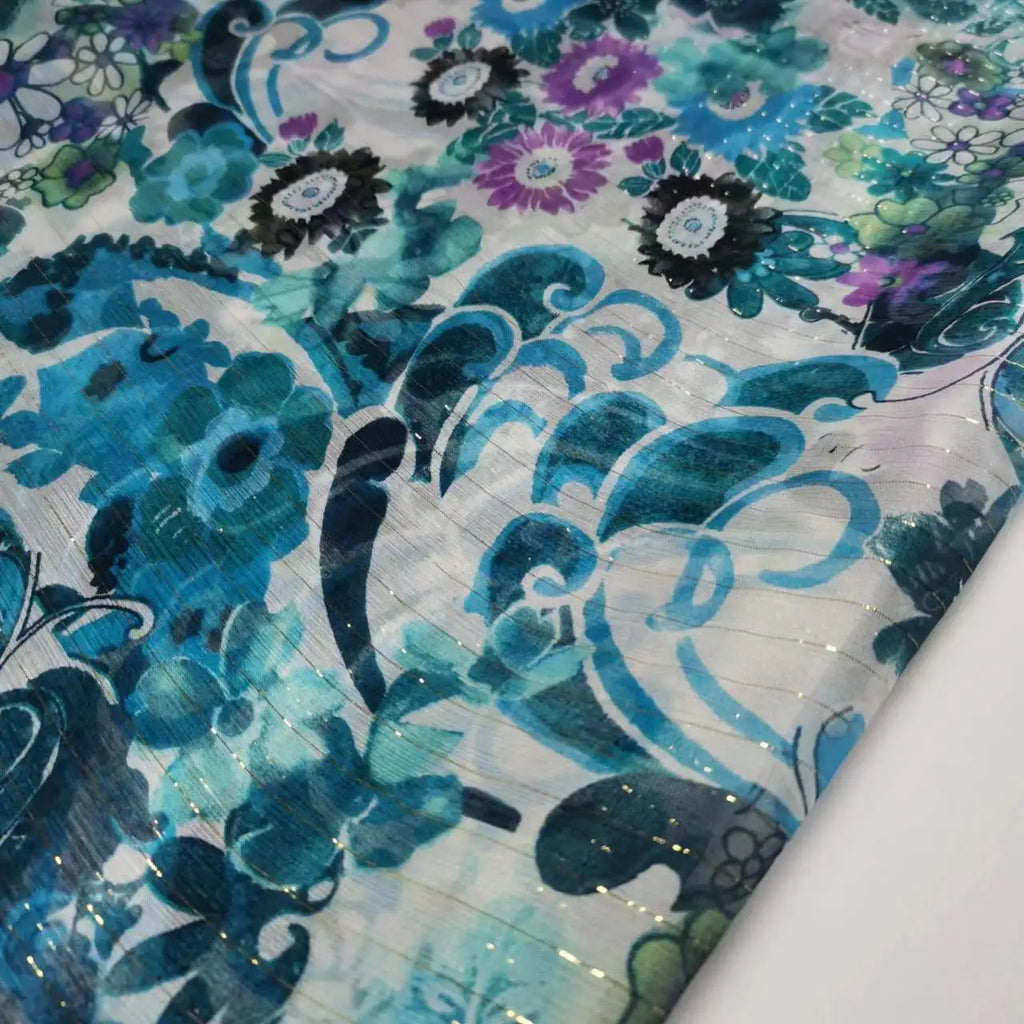 Floral Print Silk-Cotton Blend Fabric – 135cm Wide, 9-10mm | Dresses, Blouses & Luxury DIY Sewing
