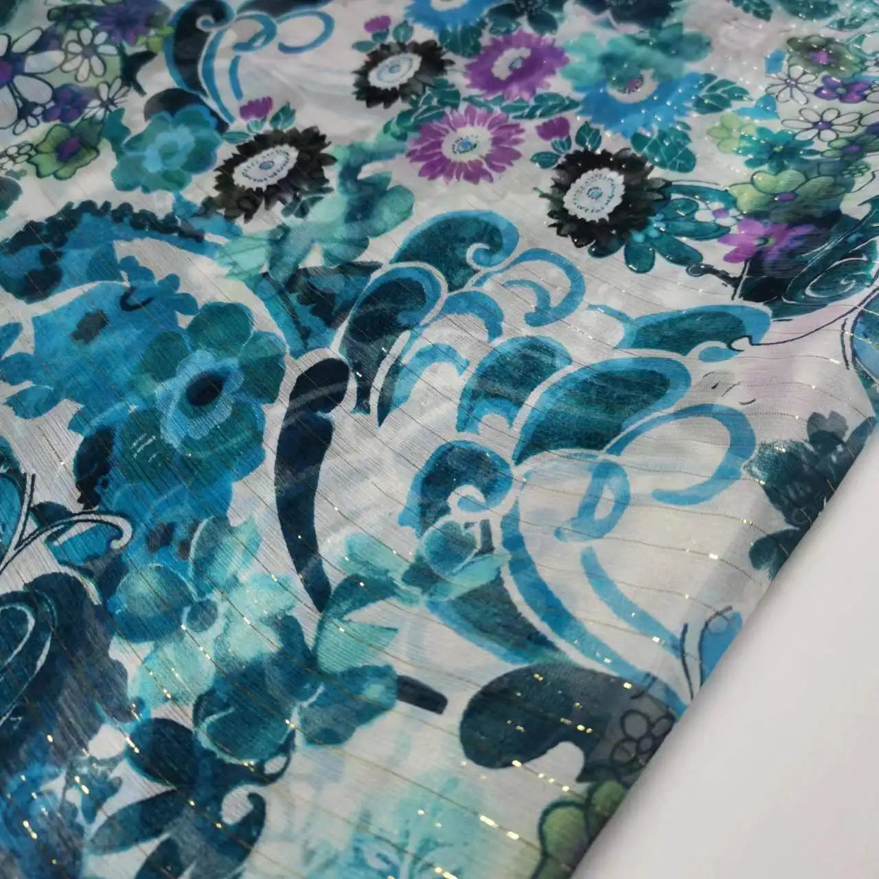 Floral Print Silk-Cotton Blend Fabric – 135cm Wide, 9-10mm | Dresses, Blouses & Luxury DIY Sewing