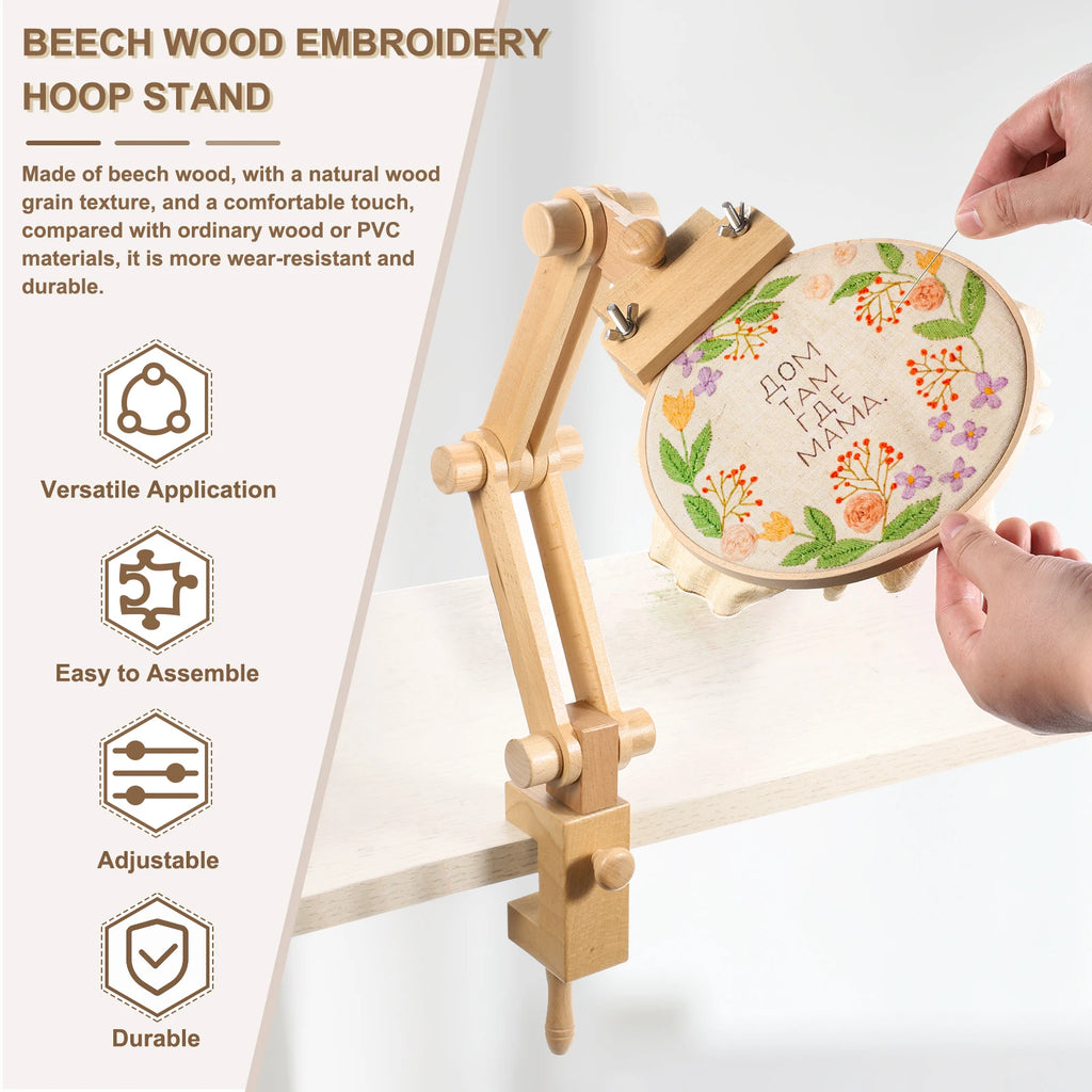 Adjustable Beechwood Table-Clamp Embroidery Stand – 28 in
