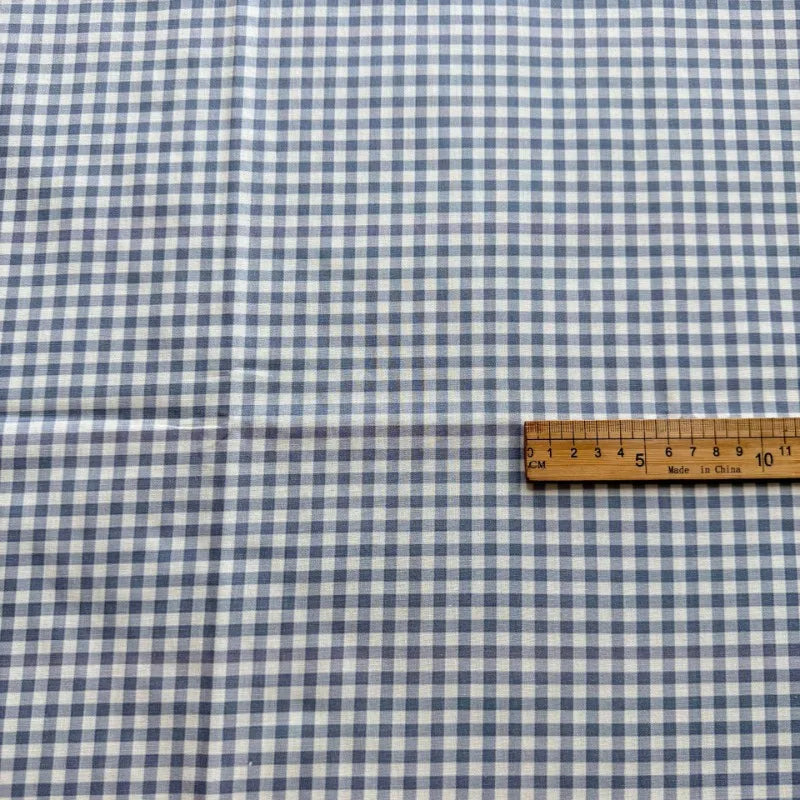 100% Cotton Blue Grid & Floral Print Fabric – 0.5, 1 or 2 Yards | DIY Quilting, Clothing & Home Decor