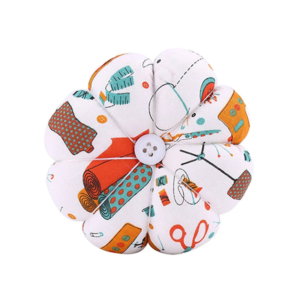 Floral Pumpkin Pin Cushion with Wrist Belt & Removable Tray