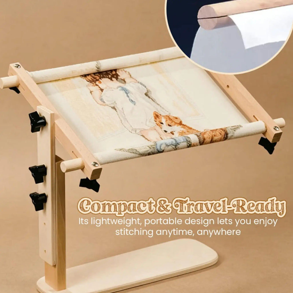 Adjustable Wooden Embroidery Hoop Stand – 2 Sizes