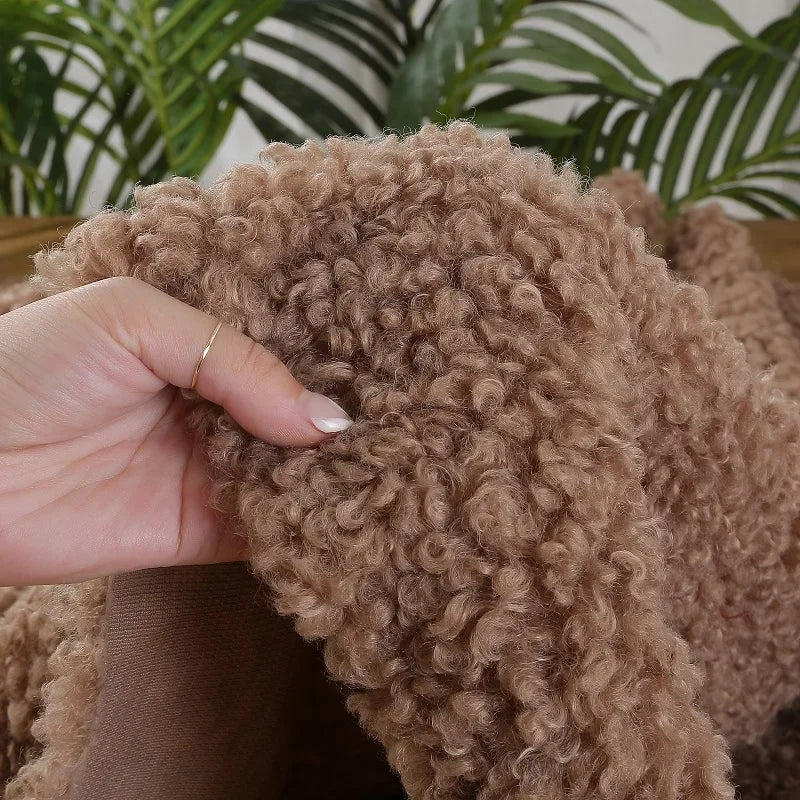 Teddy Plush Imitation Wool Fleece Fabric – 50x50cm | Soft Warm Fabric for Dolls, Pet Clothes & DIY Sewing