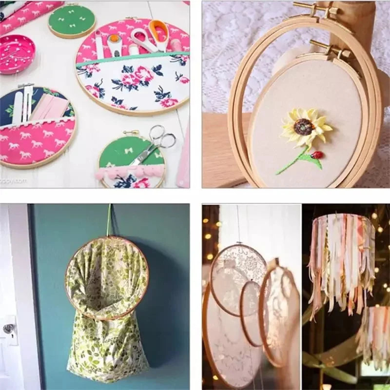 Round Bamboo Embroidery Hoops — Set of 10 (3–12 inch)