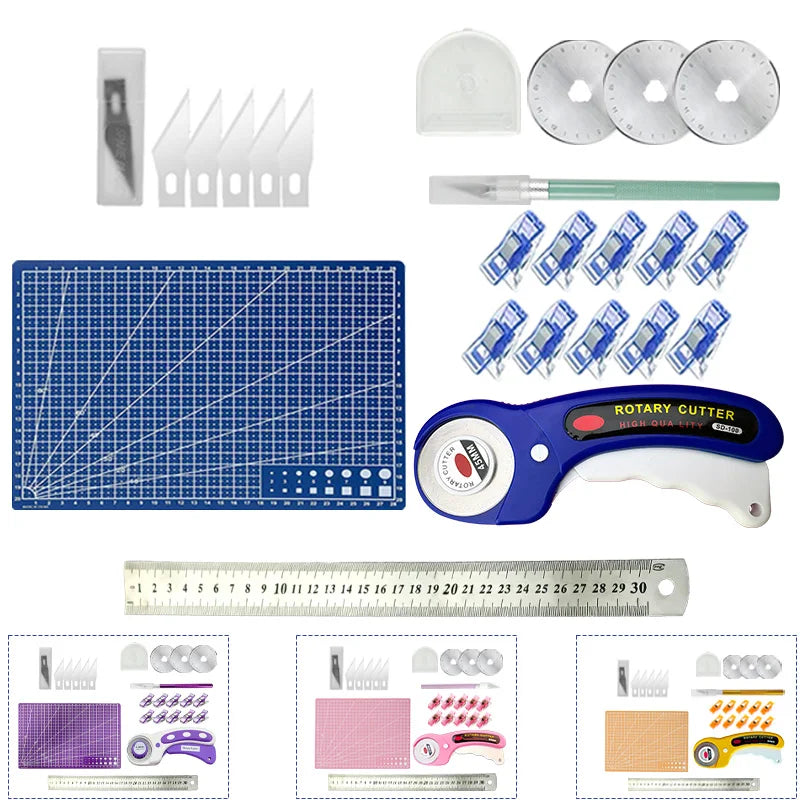 7-Piece Rotary Cutter & Quilting Tool Set – 45mm Blade, Cutting Mat, Ruler & More
