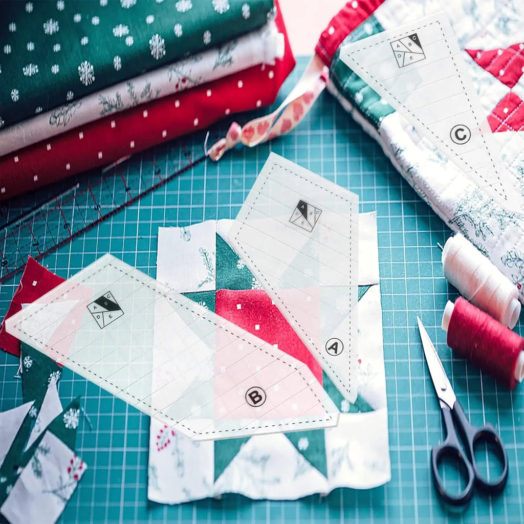5-Piece Acrylic Quilting Ruler Template Set - DIY Patchwork & Cutting Templates