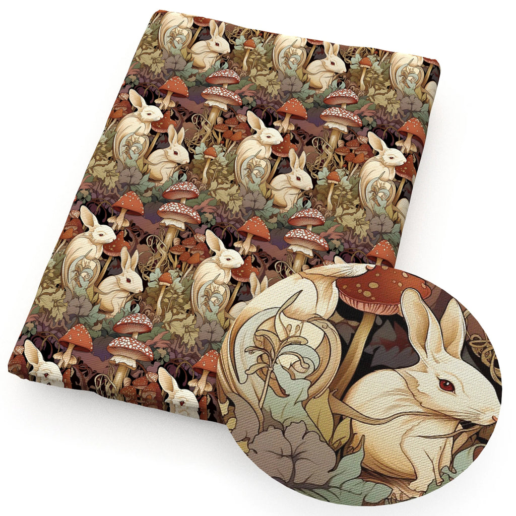 Mushroom & Animals Print Cotton Fabric — 50×145cm Half Meter | Quilting & Patchwork