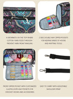 Bolsa de almacenamiento de hilo y ganchillo con estampado Paisley – Estuche organizador de punto (37×20×21cm)