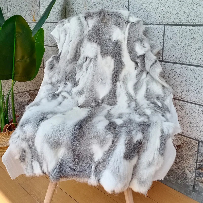50x100cm Mantas de retazos de piel de conejo natural Colcha de invierno para cama Manta a rayas suave para sofá Fiesta de Navidad