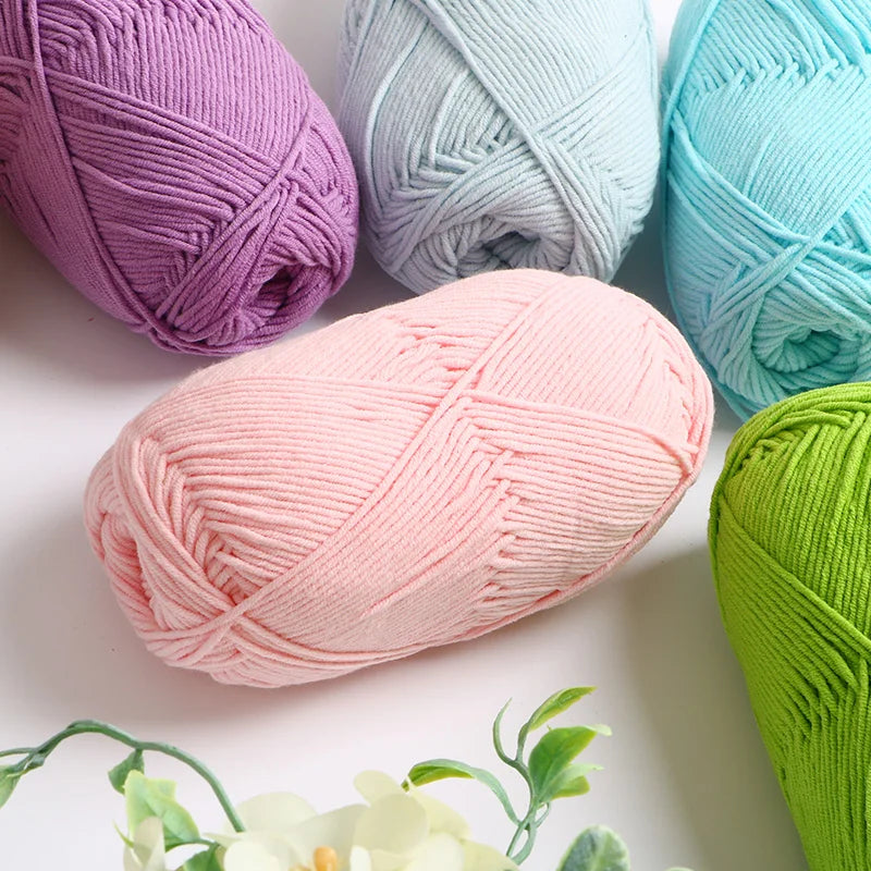 4-Ply Milk Cotton Knitting Yarn – 80% Cotton Blend | 40-50g Skein for Crochet, Sweaters & Amigurumi