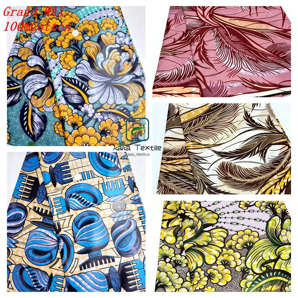 African Ankara Glitter Wax Fabric – 100% Cotton, Golden Glam Batik Print, 6 Yards – For Dresses, Gowns & Cultural Wear