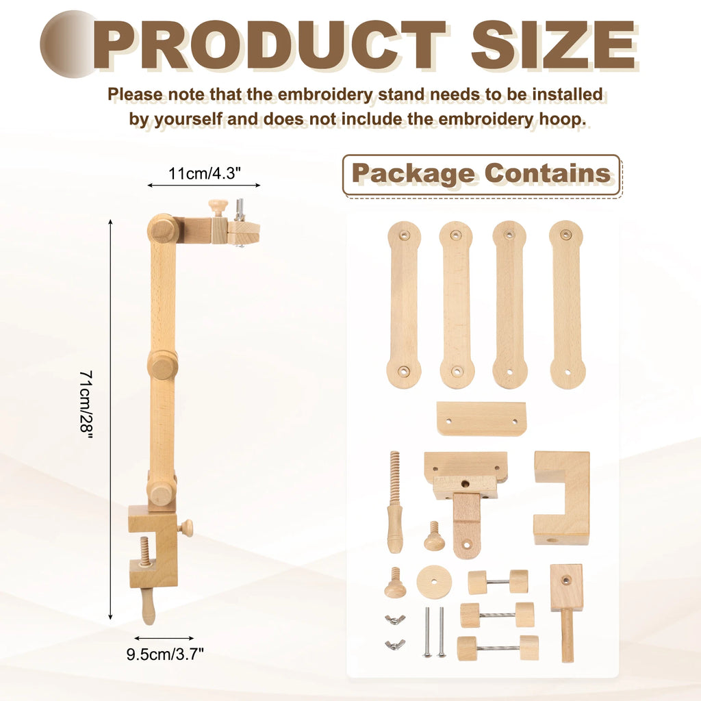 Adjustable Beechwood Table-Clamp Embroidery Stand – 28 in