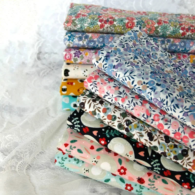 145cm Floral Cotton Poplin Fabric, 50cm Piece