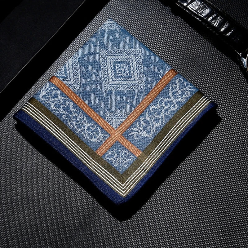 Cotton Jacquard Handkerchief – Elegant Printed Pattern | Soft & Sweat-Absorbing | 43x43cm