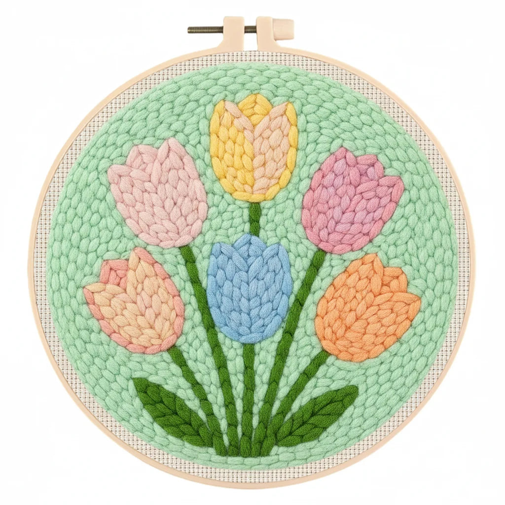 Floral Punch Needle Kit – Rose & Tulip Designs